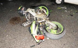 La moto coinvolta nel tragico incidente mortale