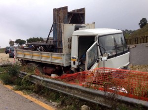 Il camion su cui era a bordo Antonino Giambrone