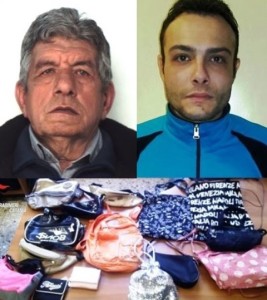 Carmelo Catalano e Domenico Fisichella, i due arrestati e il materiale rubato
