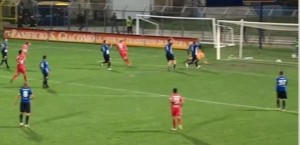 Matera - Akragas, il gol del 2 a 1 di Gomes