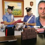 La droga sequestrata  a Calogero Presti (in alto a dx) dai carabinieri di Favara