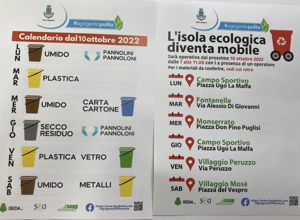 Agrigento, da oggi cambia il calendario della raccolta differenziata GrandangoloAgrigento